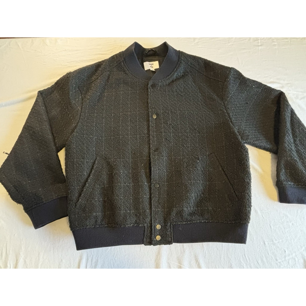 Mode of One Men’s Textured Bomber Jacket XL Black Wool Blend